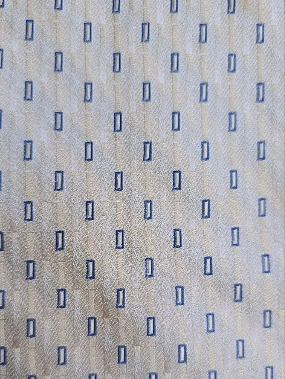 Classic Cream Color Tie with Navy Micro-Rectangle Pattern